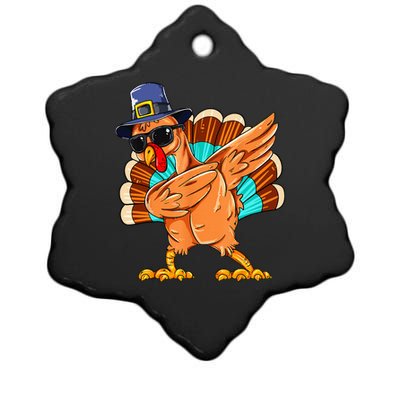 Dabbing Turkey Thanksgiving Day Pilgrim Funny Dab Ceramic Star Ornament