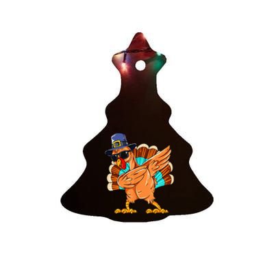 Dabbing Turkey Thanksgiving Day Pilgrim Funny Dab Ceramic Tree Ornament