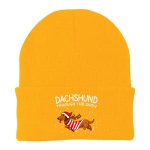 Dachshund Through The White Snow Retro Dachshund Lover Owner Gift Knit Cap Winter Beanie