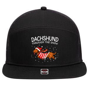 Dachshund Through The White Snow Retro Dachshund Lover Owner Gift 7 Panel Mesh Trucker Snapback Hat