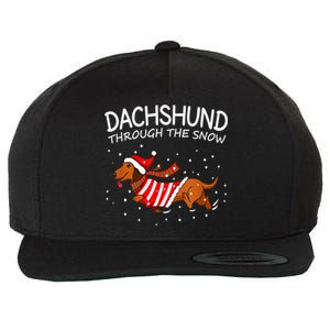 Dachshund Through The White Snow Retro Dachshund Lover Owner Gift Wool Snapback Cap