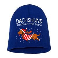 Dachshund Through The White Snow Retro Dachshund Lover Owner Gift Short Acrylic Beanie