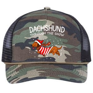 Dachshund Through The White Snow Retro Dachshund Lover Owner Gift Retro Rope Trucker Hat Cap