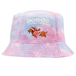 Dachshund Through The White Snow Retro Dachshund Lover Owner Gift Tie-Dyed Bucket Hat