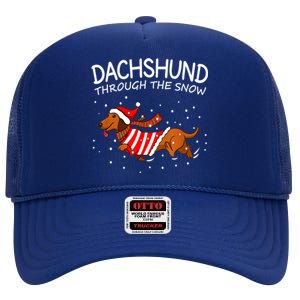 Dachshund Through The White Snow Retro Dachshund Lover Owner Gift High Crown Mesh Back Trucker Hat