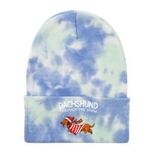 Dachshund Through The White Snow Retro Dachshund Lover Owner Gift Tie Dye 12in Knit Beanie