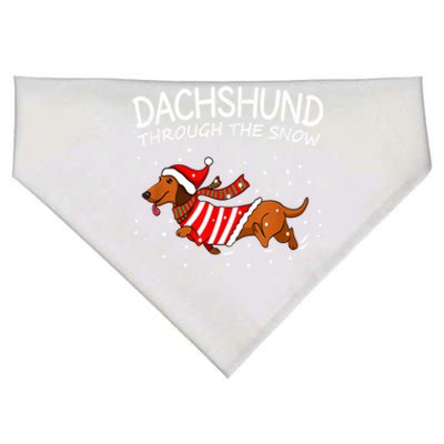 Dachshund Through The White Snow Retro Dachshund Lover Owner Gift USA-Made Doggie Bandana