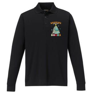 Dashing Through The Books Funny Book Christmas Tree Teacher Great Gift Performance Long Sleeve Polo