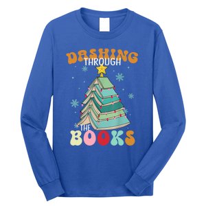 Dashing Through The Books Funny Book Christmas Tree Teacher Great Gift Long Sleeve Shirt