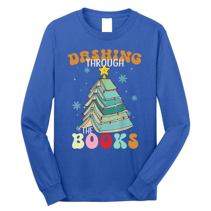 Dashing Through The Books Funny Book Christmas Tree Teacher Great Gift Long Sleeve Shirt