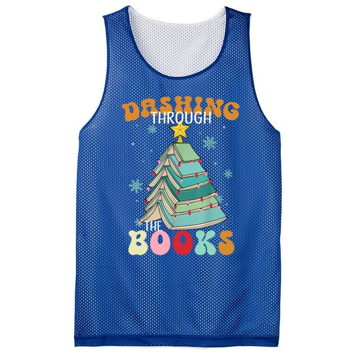 Dashing Through The Books Funny Book Christmas Tree Teacher Great Gift Mesh Reversible Basketball Jersey Tank