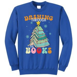 Dashing Through The Books Funny Book Christmas Tree Teacher Great Gift Tall Sweatshirt