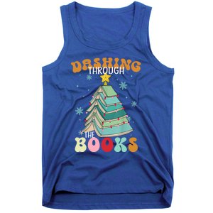 Dashing Through The Books Funny Book Christmas Tree Teacher Great Gift Tank Top