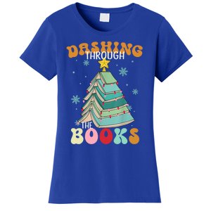 Dashing Through The Books Funny Book Christmas Tree Teacher Great Gift Women's T-Shirt