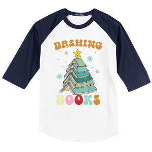 Dashing Through The Books Funny Book Christmas Tree Teacher Great Gift Baseball Sleeve Shirt