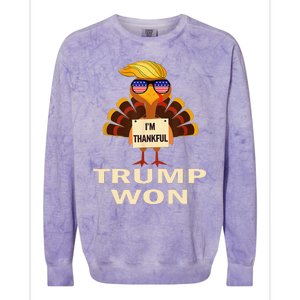 Donald Trump Thanksgiving IM Thankful Donald Won Colorblast Crewneck Sweatshirt