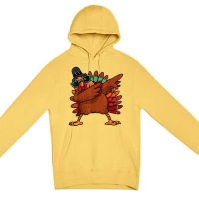 Dabbing Turkey Thanksgiving Day Pilgrim Funny Dab Premium Pullover Hoodie