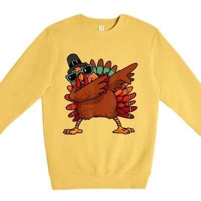 Dabbing Turkey Thanksgiving Day Pilgrim Funny Dab Premium Crewneck Sweatshirt