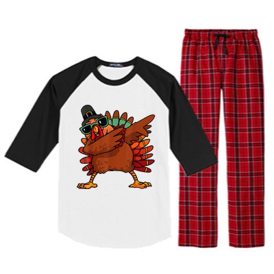 Dabbing Turkey Thanksgiving Day Pilgrim Funny Dab Raglan Sleeve Pajama Set