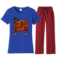 Dabbing Turkey Thanksgiving Day Pilgrim Funny Dab Women's Flannel Pajama Set