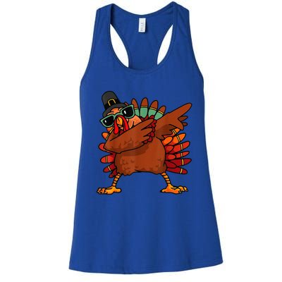 Dabbing Turkey Thanksgiving Day Pilgrim Funny Dab Women's Racerback Tank