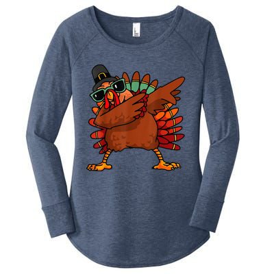 Dabbing Turkey Thanksgiving Day Pilgrim Funny Dab Women's Perfect Tri Tunic Long Sleeve Shirt