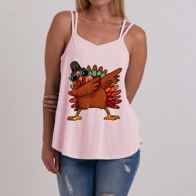 Dabbing Turkey Thanksgiving Day Pilgrim Funny Dab Women's Strappy Tank