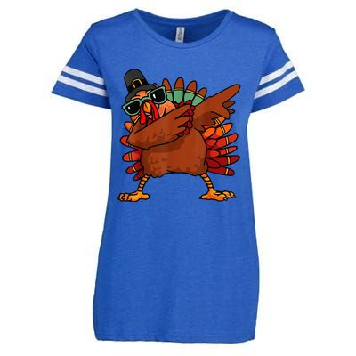 Dabbing Turkey Thanksgiving Day Pilgrim Funny Dab Enza Ladies Jersey Football T-Shirt