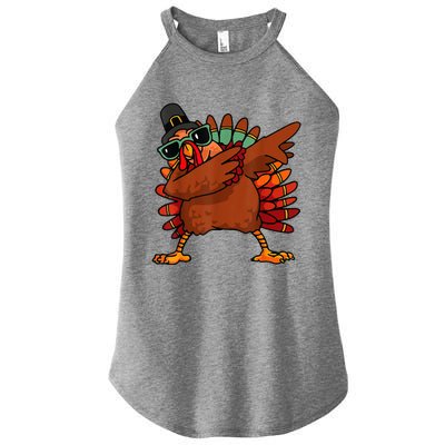 Dabbing Turkey Thanksgiving Day Pilgrim Funny Dab Women's Perfect Tri Rocker Tank