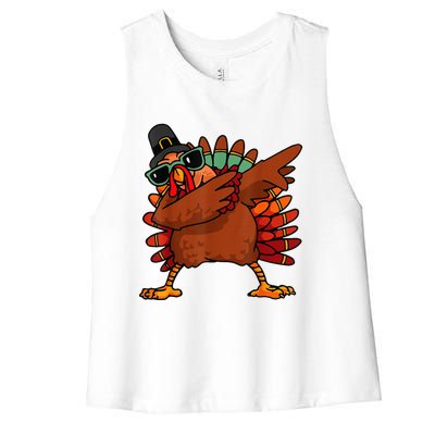 Dabbing Turkey Thanksgiving Day Pilgrim Funny Dab Women's Racerback Cropped Tank