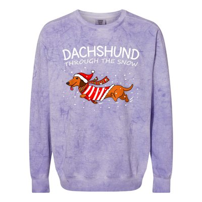 Dachshund Through The Snow Funny Dog Christmas Colorblast Crewneck Sweatshirt