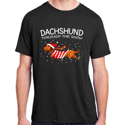 Dachshund Through The Snow Funny Dog Christmas Adult ChromaSoft Performance T-Shirt