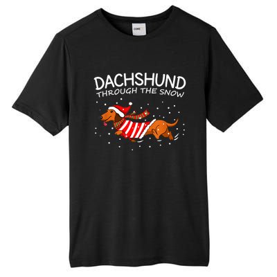 Dachshund Through The Snow Funny Dog Christmas Tall Fusion ChromaSoft Performance T-Shirt