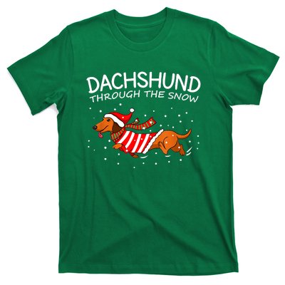 Dachshund Through The Snow Funny Dog Christmas T-Shirt