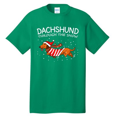 Dachshund Through The Snow Funny Dog Christmas Tall T-Shirt