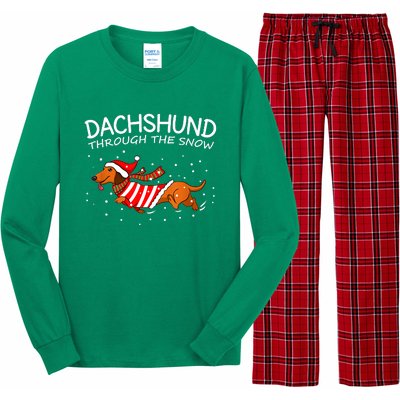 Dachshund Through The Snow Funny Dog Christmas Long Sleeve Pajama Set