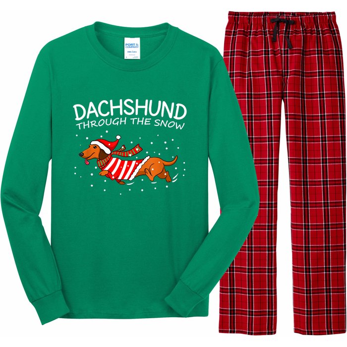 Dachshund Through The Snow Funny Dog Christmas Long Sleeve Pajama Set