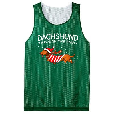 Dachshund Through The Snow Funny Dog Christmas Mesh Reversible Basketball Jersey Tank