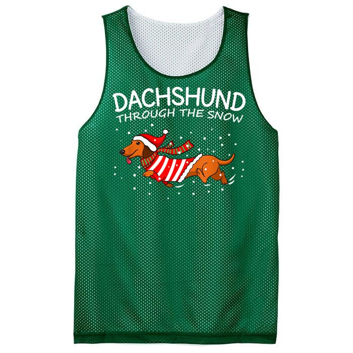 Dachshund Through The Snow Funny Dog Christmas Mesh Reversible Basketball Jersey Tank