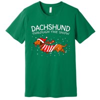 Dachshund Through The Snow Funny Dog Christmas Premium T-Shirt