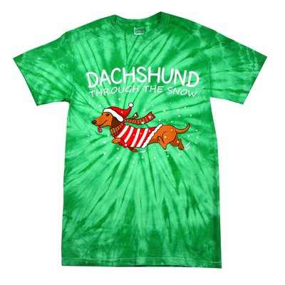 Dachshund Through The Snow Funny Dog Christmas Tie-Dye T-Shirt