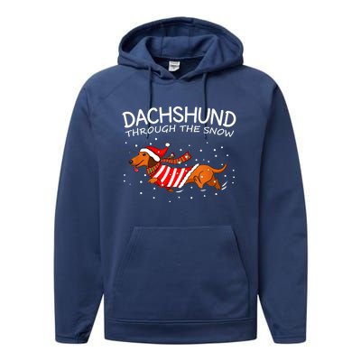 Dachshund Through The Snow Funny Dog Christmas Performance Fleece Hoodie