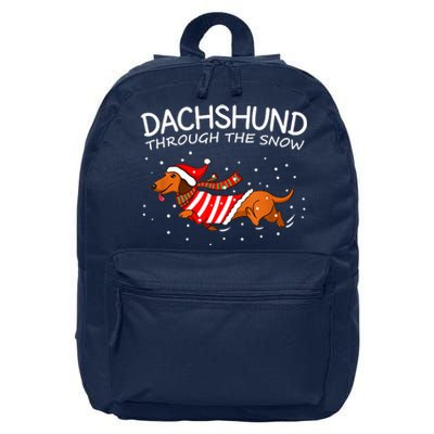 Dachshund Through The Snow Funny Dog Christmas 16 in Basic Backpack