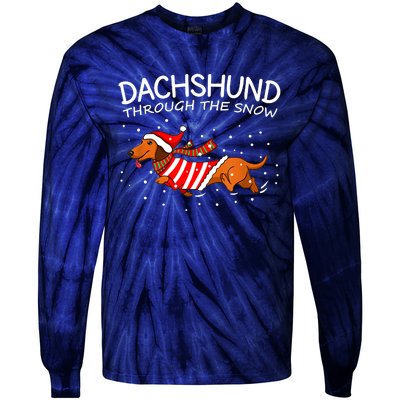 Dachshund Through The Snow Funny Dog Christmas Tie-Dye Long Sleeve Shirt