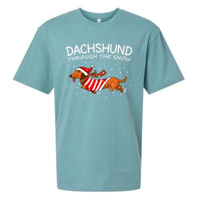 Dachshund Through The Snow Funny Dog Christmas Sueded Cloud Jersey T-Shirt