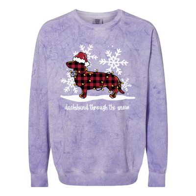 Dachshund Through The White Snow Retro Dachshund Lover Owner Gift Colorblast Crewneck Sweatshirt