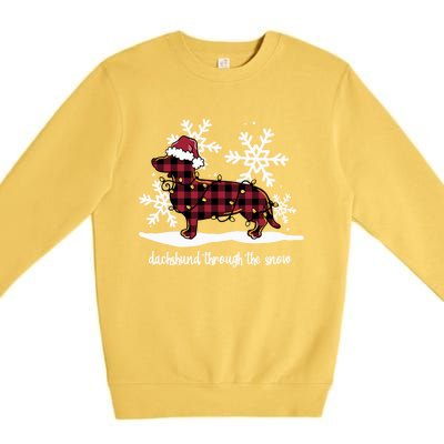 Dachshund Through The White Snow Retro Dachshund Lover Owner Gift Premium Crewneck Sweatshirt