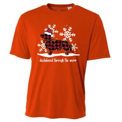 Dachshund Through The White Snow Retro Dachshund Lover Owner Gift Cooling Performance Crew T-Shirt