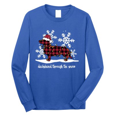 Dachshund Through The White Snow Retro Dachshund Lover Owner Gift Long Sleeve Shirt