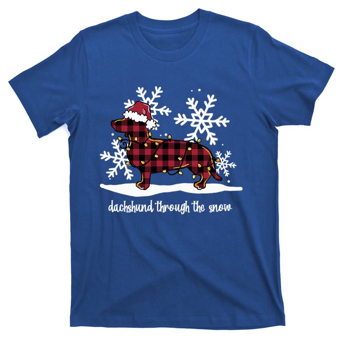 Dachshund Through The White Snow Retro Dachshund Lover Owner Gift T-Shirt